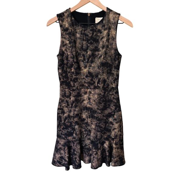 Nicole Miller Artelier Smudge Glaze Black Gold Dress - Picture 1 of 9